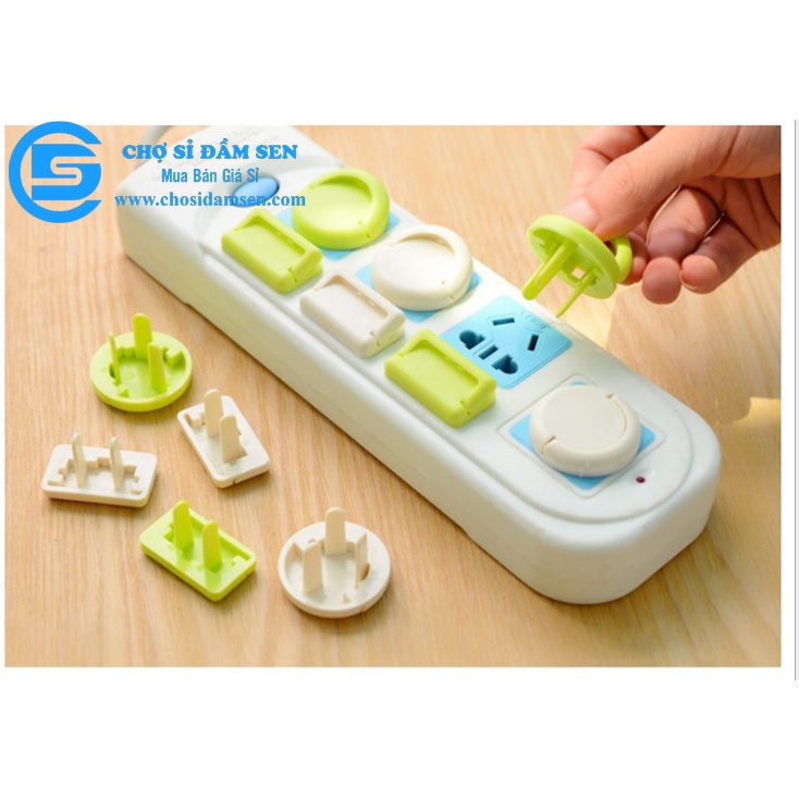 Combo 10 nút đậy ổ điện, an toàn cho bé, yên tâm cho mẹ G153-NBOD-10trang &amp; G153-NBOD-10xanh