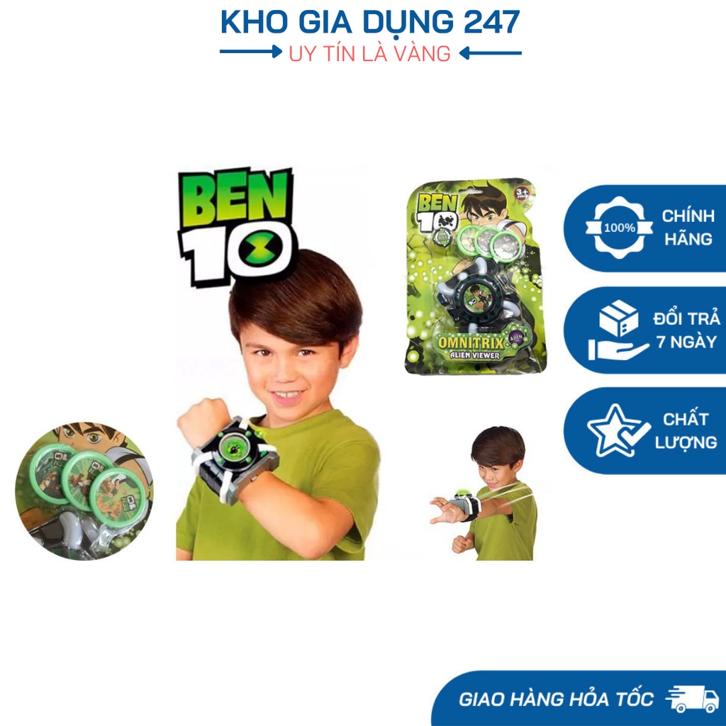 Đồng Hồ Ben 10 Cho Bé Kèm 3 Thẻ Bài - Đồng Hồ Ben 10 Omnitrix - Chất Liệu Nhựa + Cao Su Cao Cấp Không Độc Hại