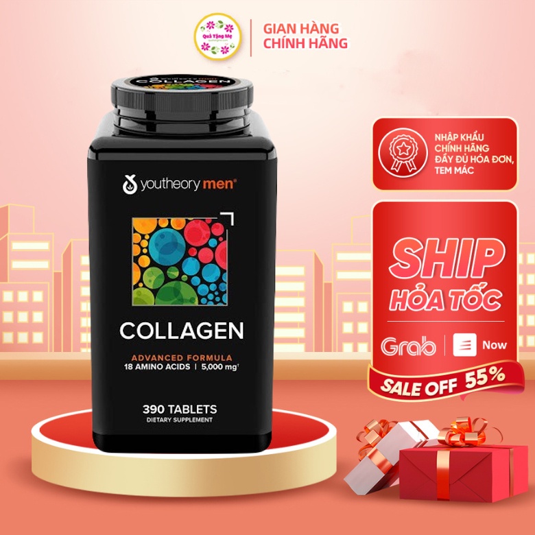 Viên uống bổ sung collagen Youtheory Collagen Type 1,2,3 Healthy Care quatangme dành cho nam