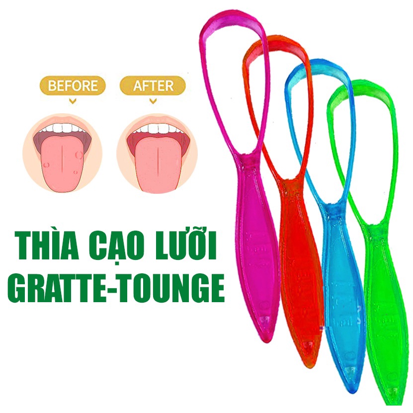 Dụng Cụ bàn chải cạo tưa lưỡi Người Lớn GRATTE - TONGUE, thìa vệ sinh lưỡi chăm sóc răng miệng  - Trung Đông Pharmacy