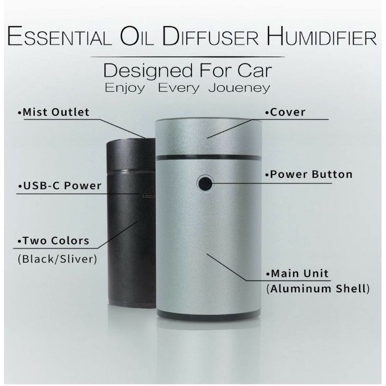 Máy khuếch tán tinh dầu xe hơi màu bạc chính hãng Idangcap (tặng 10ml tinh dầu sả chanh khi mua máy)