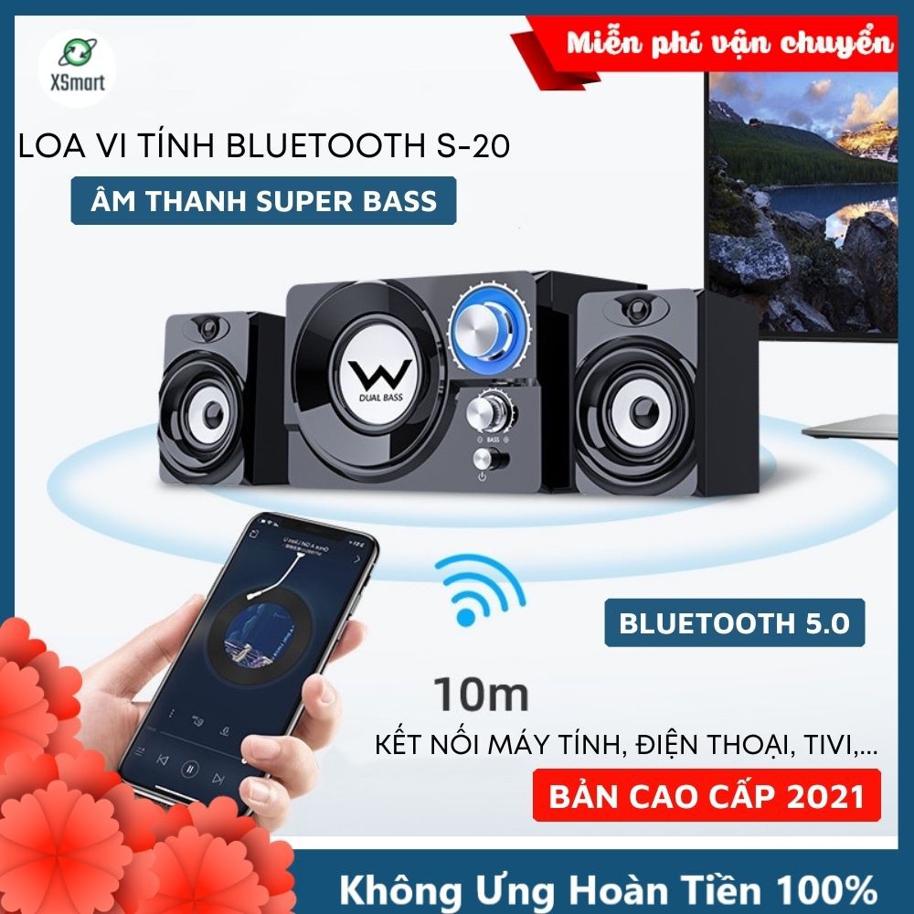 Loa vi tính bluetooth DURL BASS SADA S-20 có đèn LED, tương thích máy tính laptop pc tivi điện thoại nghe nhạc cực đã