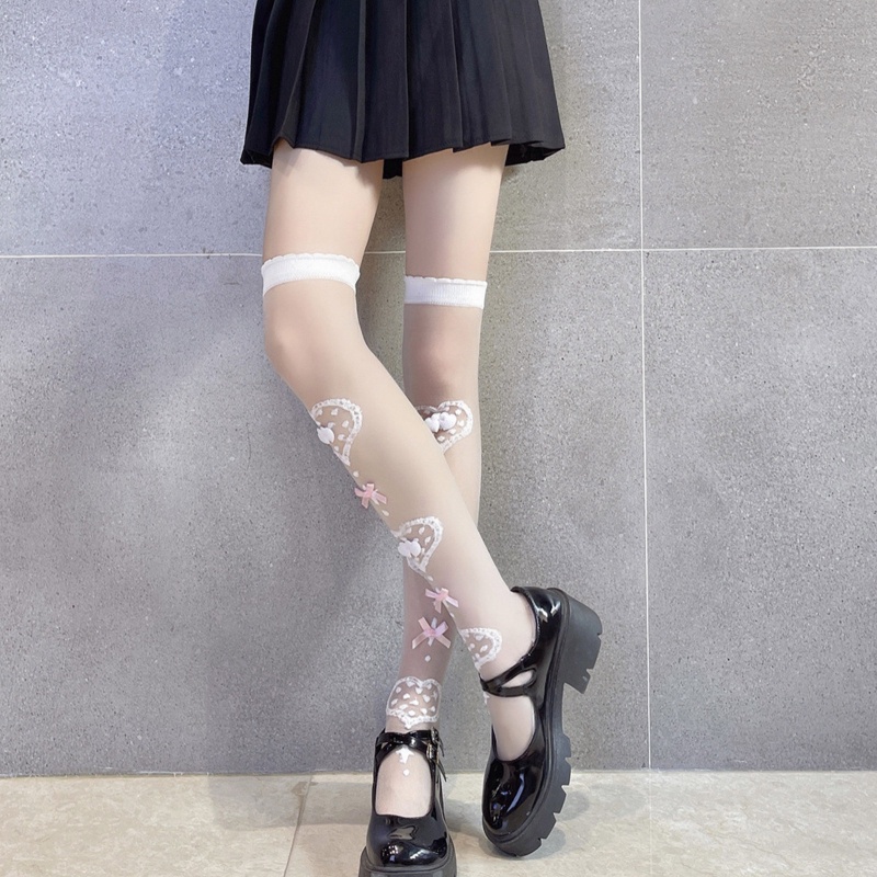 Tất Dài Qua Gối Đính Nơ Phong Cách Lolita Cho Nữ