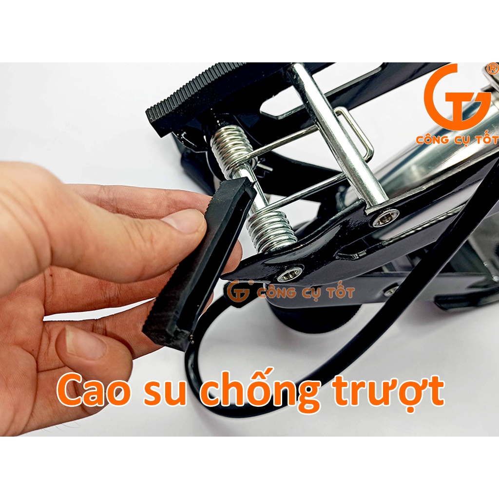 Bơm xe đạp chân 2 pitong 200cc áp 160psi 11.4 cân hơi KAPUSI K-3036