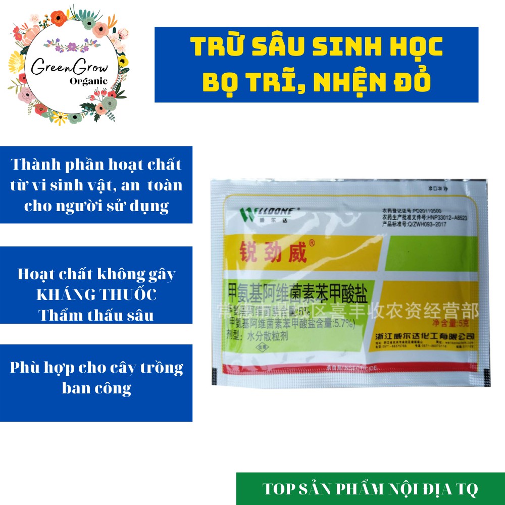 Chế phẩm sinh học phòng trừ bọ trĩ, nhện, rệp, sâu đục thân WELLDONE nội đại Trung Quốc dòng sinh học MS122 GREEN GROW