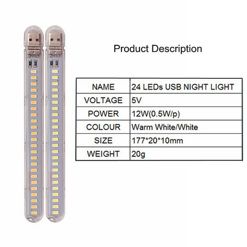 Đèn Đọc Sách Mini 24 Led Usb 12w Siêu Sáng