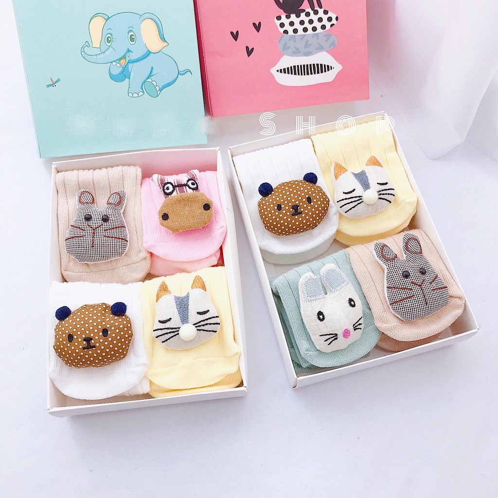 Tất hộp hình thú 3D dáng yêu cho bé