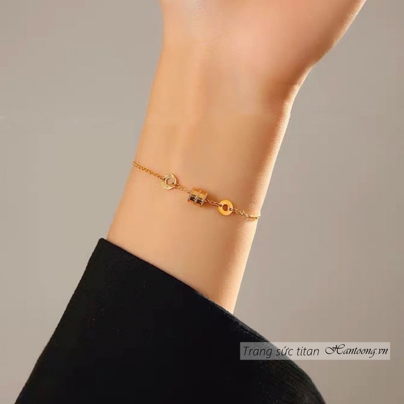 Lắc tay titan nữ không gỉ mạ vàng 18k thiết kế đơn giản thời trang phong cách ins hàn quốc