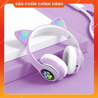 Tai Nghe Mèo Blutooth Chụp Tai STN-28 Có Đèn LED Phiên Bản 2021 . Headphone Blutooth , Tai Thỏ Dễ Thương , Học Oniline