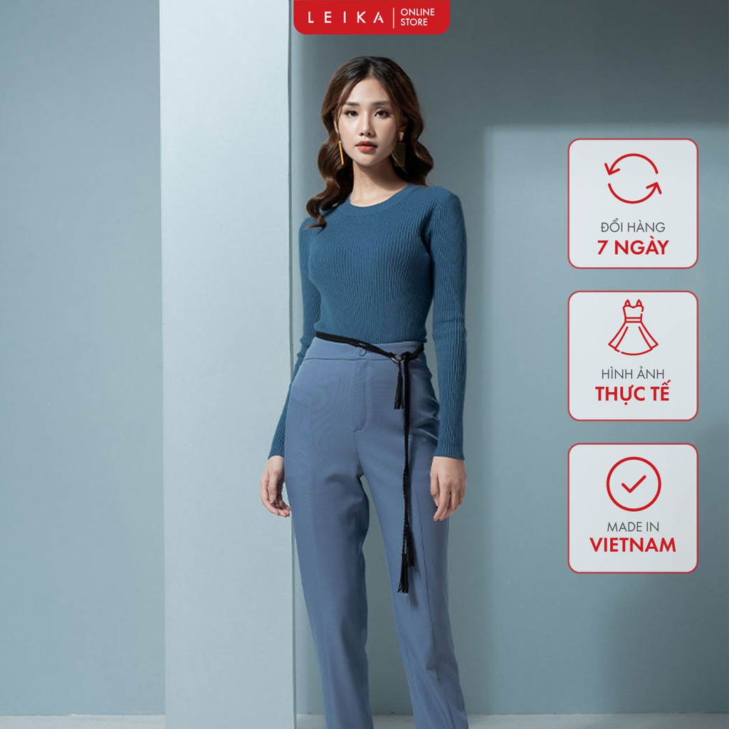 [Mã BMBAU50 giảm 50K đơn 150K] Áo len DT gân cổ tròn LEIKA
