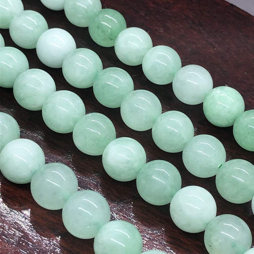 Chuỗi Hạt Đá Ngọc Bích Tự Nhiên Kích Cỡ 6 / 8 / 10mm Dùng Làm Vòng Đeo Tay