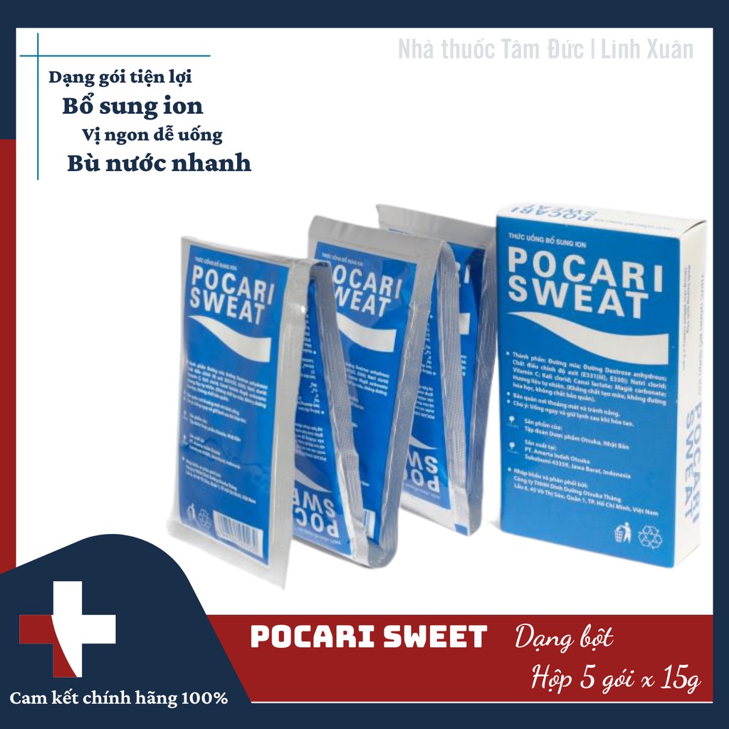 POCARI SWEAT DẠNG BỘT HỘP 5 GÓI X 15G - BỔ SUNG ION, BÙ NƯỚC