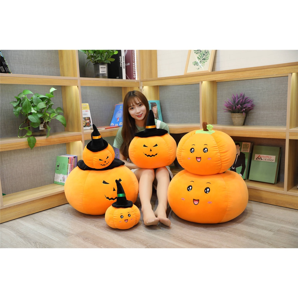 Gối Nhồi Bông Mềm Mại Hình Quả Bí Ngô Halloween Vui Nhộn