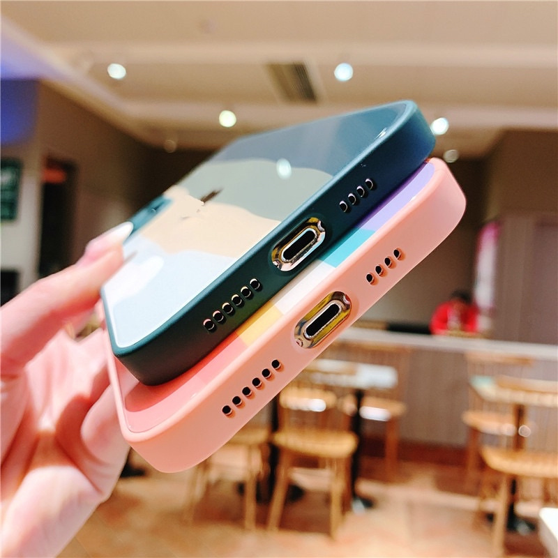 Ốp Lưng Điện Thoại cầu vòng Kính cường lực cho IP 6plus/7plus/8plus/X/Xsmax/11/11promax/12/12pro/12promax