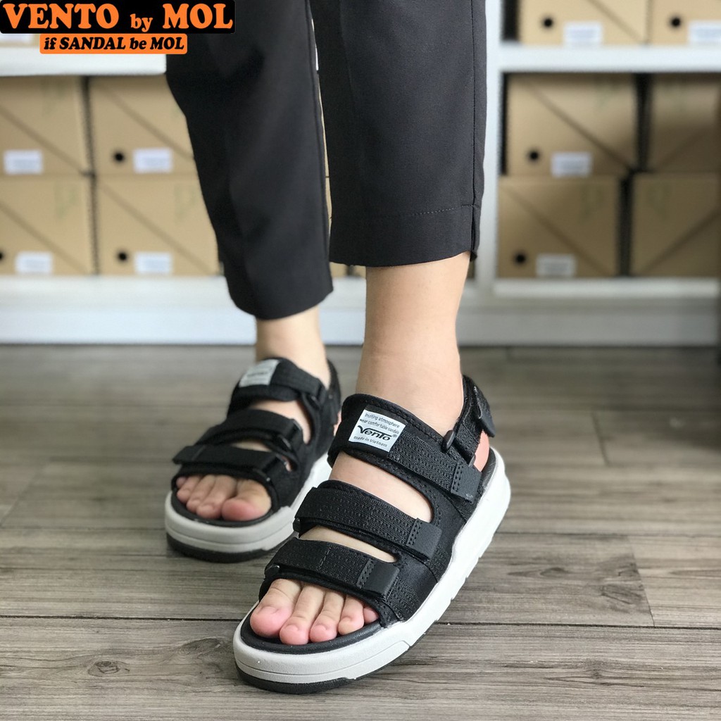 Giày Sandal Vento Unisex Nam Nữ 3 Quai Ngang Êm Bền Phù Hợp Đi Học Đi Làm Đi Du Lịch Màu Đen Xám Mã NV1001