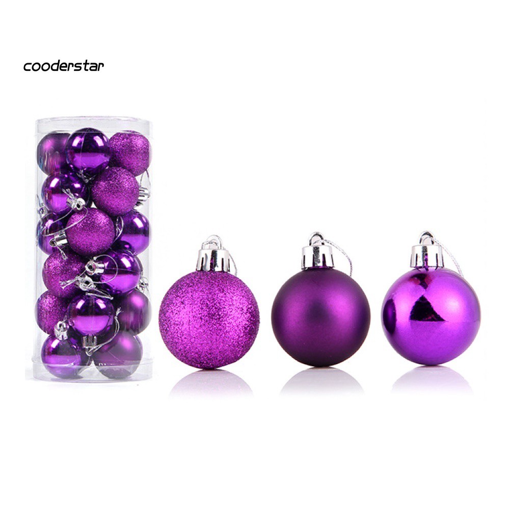 Bộ 24 trái châu chuyên dụng trang trí thông Noel 4/6/8cm