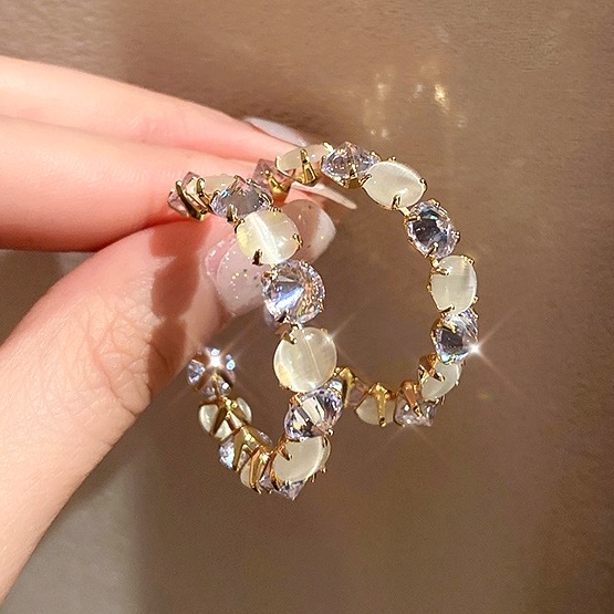 Khuyên Tai Hình Chữ C Đính Đá Thời Trang Cho Nữ