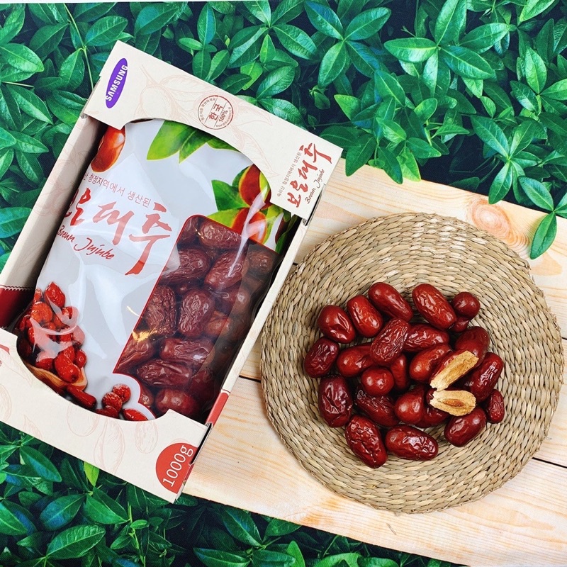 Táo đỏ sấy khô Hàn Quốc loại 1 giàu dinh dưỡng dạng túi 1kg HappyHome - Tặng kèm túi xách