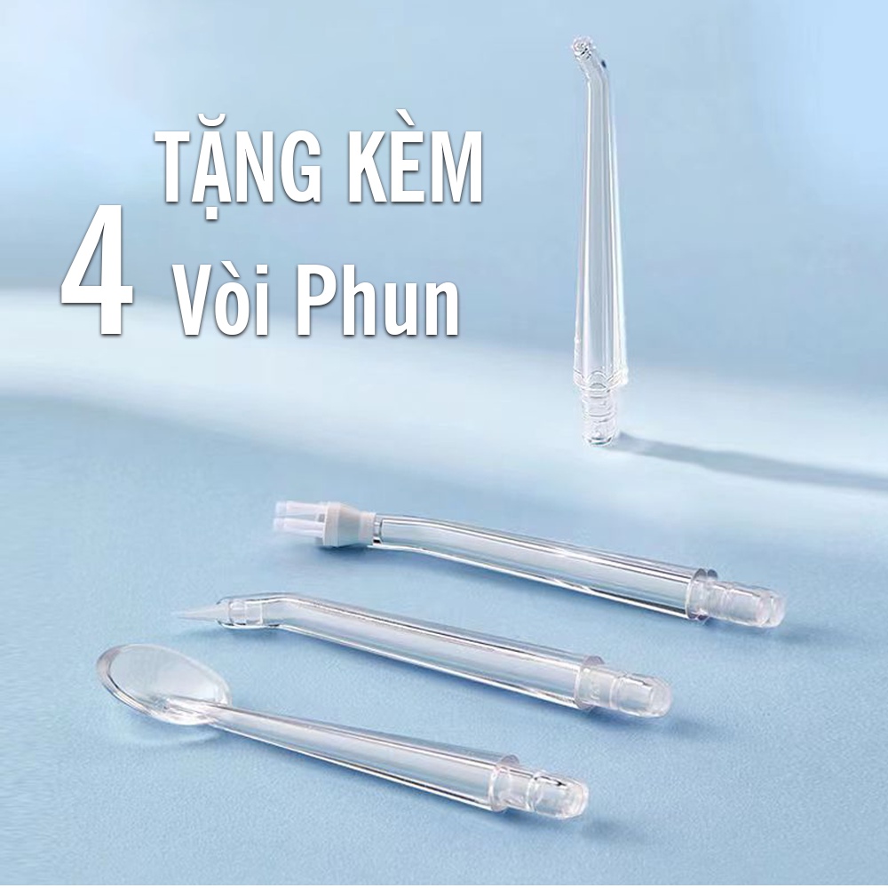 Máy Tăm Nước Cầm Tay Vệ Sinh Răng Miệng Oral Irrigator TẶNG KÈM 4 đầu thay thế.