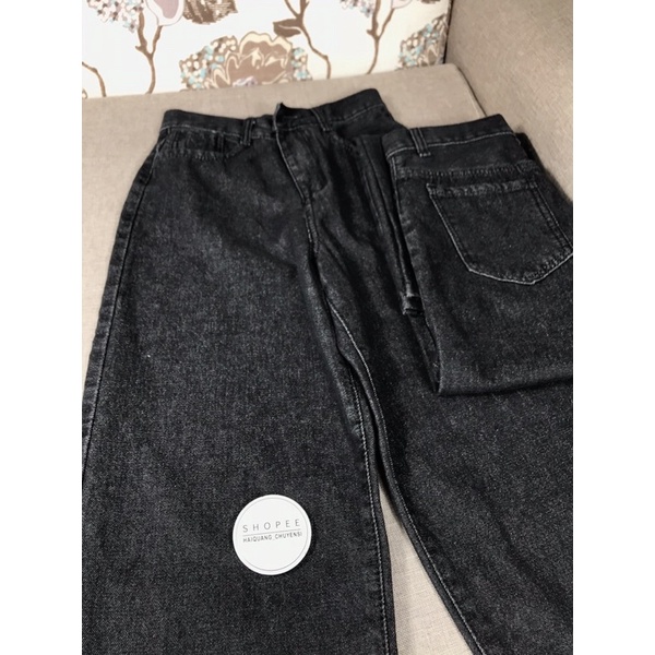 Quần kaki jean ống suông trắng đen lưng cao basic hàn quốc Haiquang Mã 405