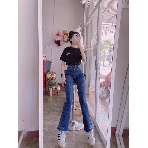 Quần bò nữ ống loe, màu đậm và nhạt, quần jean Chất bò nhà e miễn chê luôn, dày co giãn tốt, lên fom chuẩn mẫu