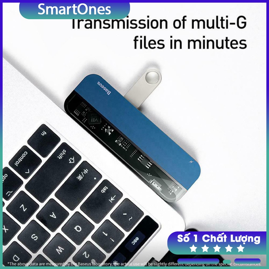 Bộ USB C Hub Baseus 5 in 1 mở rộng cổng kết nối USB 3.0, HDMI, Thunderbolt 3,cho Macbook, Laptop ,Máy tính bảng..