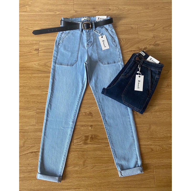 Quần momjeans lưng cao túi kiểu siêu xinh