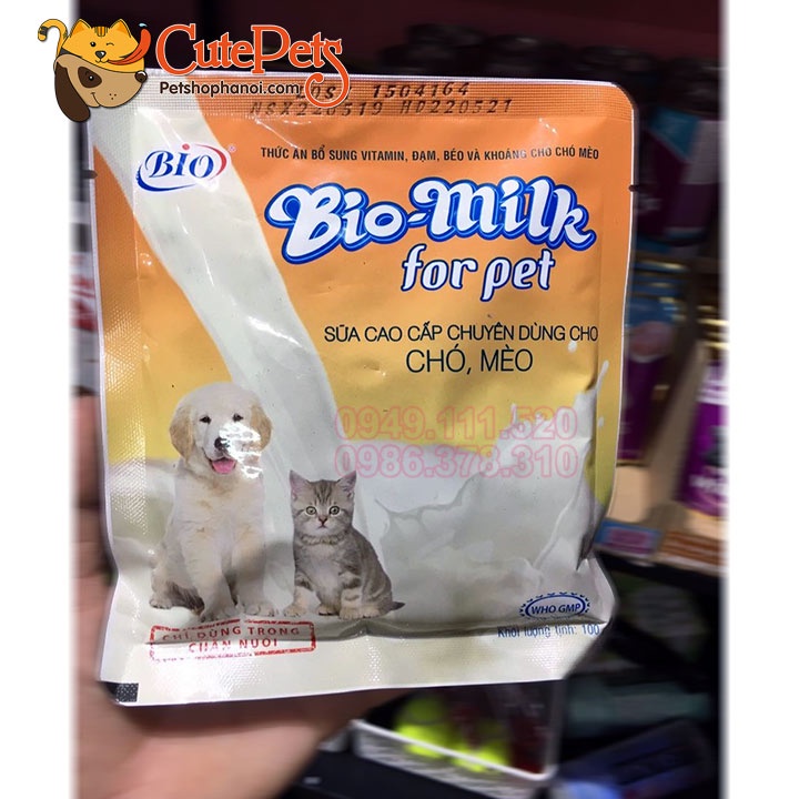 [Mã 254FMCGSALE giảm 8% đơn 500K] Sữa cho mèo con, Sữa Bio Milk 100g cho chó mèo - Phụ kiện thú cưng Hà Nội