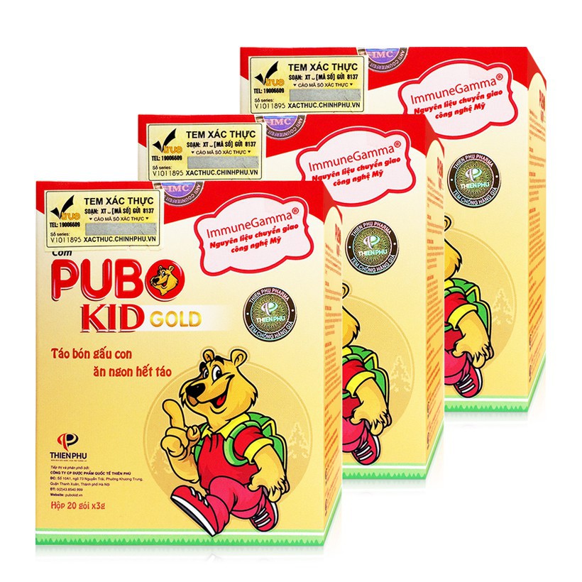 Táo bón gấu con PUBO KID GOLD – ăn ngon không lo táo ở trẻ, giúp tăng cường chuyển hóa và hấp thu (20 gói)