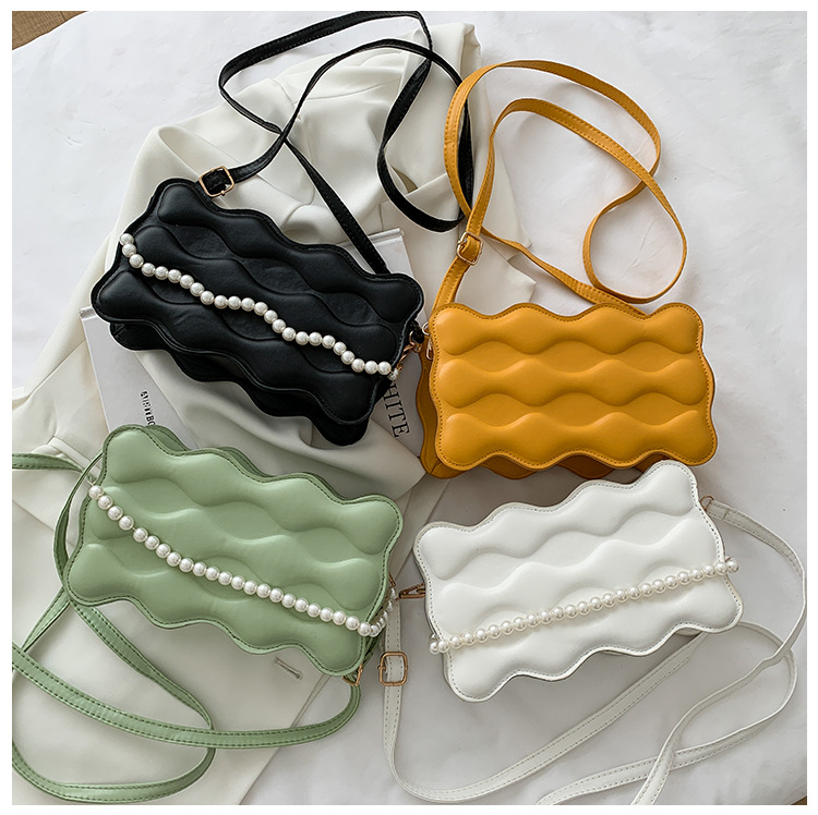 Túi da PU JASMIN NOIR kiểu vuông nhỏ phối ngọc trai thời trang chất lượng cao cho nữ
