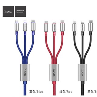 Cáp 3 đầu hoco u17 - lightning và micro usb - type c- dây 1.5 mét - chính hãng