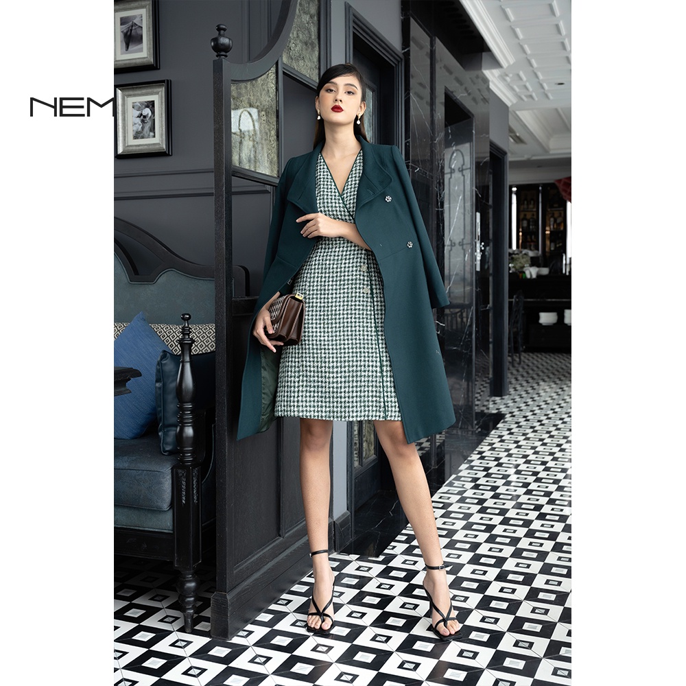 Áo măng tô nữ thiết kế NEM Fashion AK28792 màu xanh đậm - mã xanh