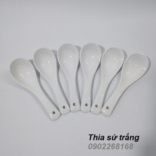 Muỗng ( thìa ) sứ trắng ăn súp Minh Châu dài 13.5cm