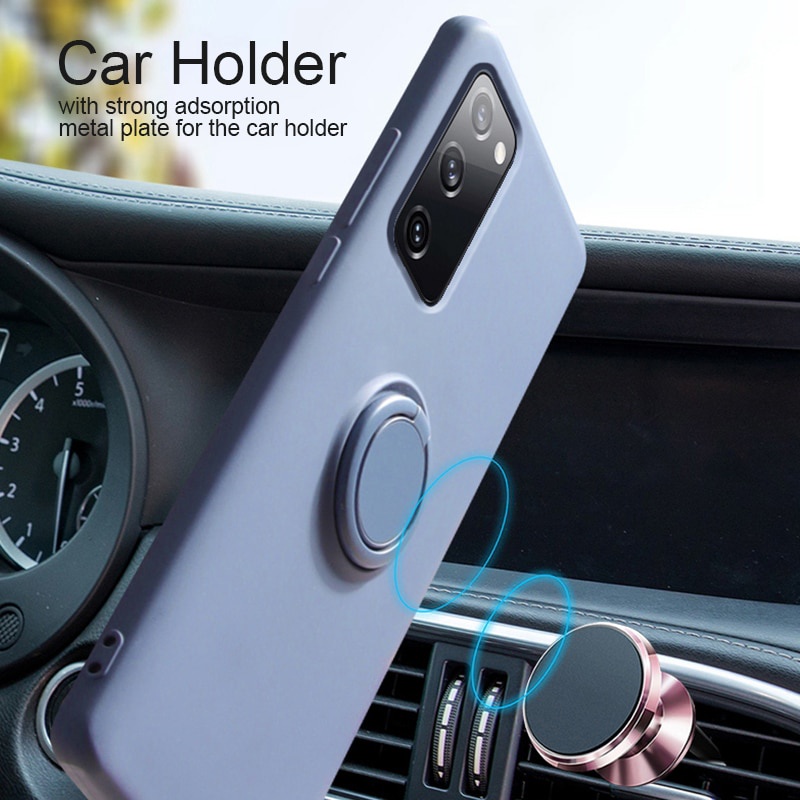 Ốp điện thoại silicon mềm dẻo có giá đỡ nhẫn nam châm gắn xe hơi cho Samsung GalaxyS21 Ultra Plus S20 Plus Ultra S20 FE
