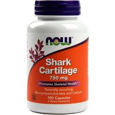 NOW Shark Cartilage 750mg 100 viên hỗ trợ sức khỏe xương khớp bổ sung Chiết xuất sụn cá mập và Canxi