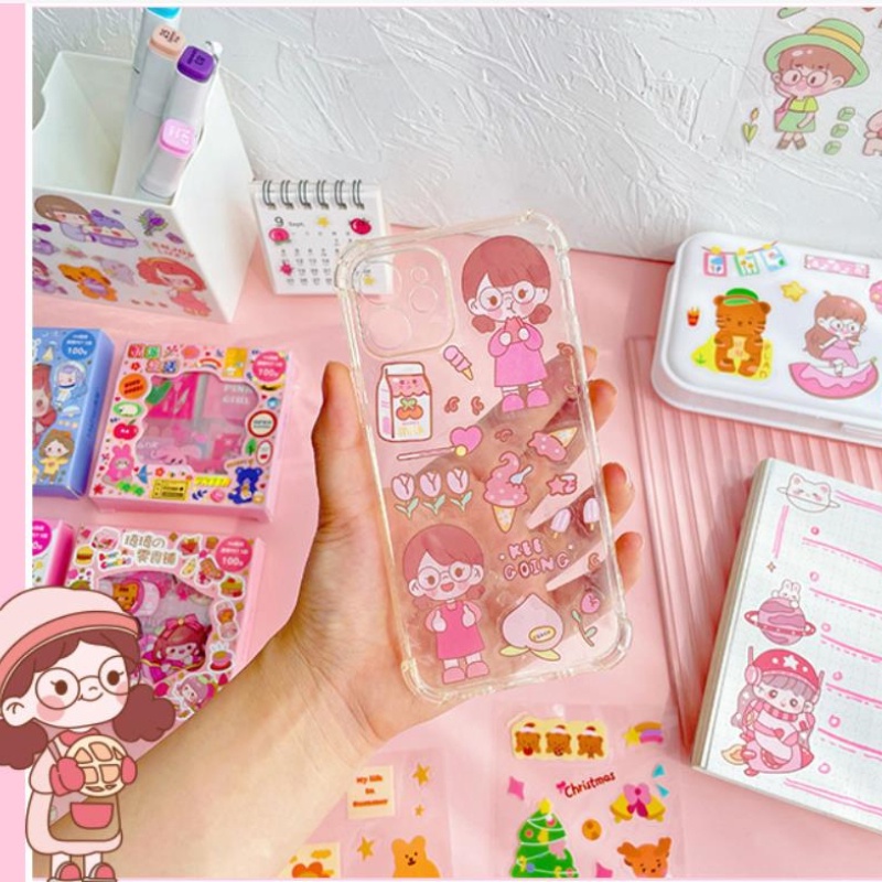 Bộ 100 Miếng Dán Trong Suốt Họa Tiết Hoạt Hình Dễ Thương Sáng Tạo