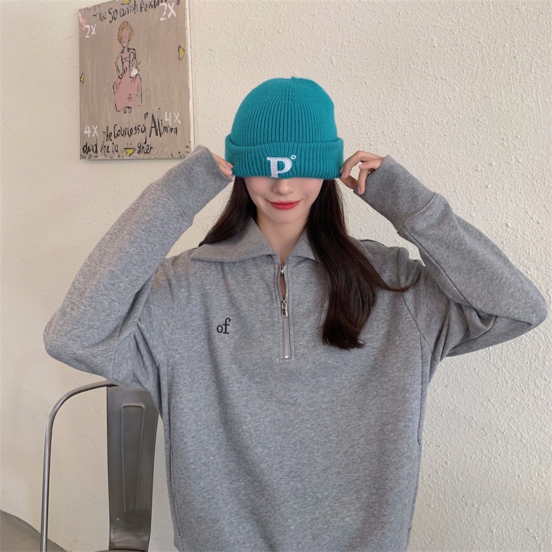 SUXI Áo Nỉ Tay Dài Dáng Rộng Màu Sắc Đơn Giản Dành Cho Nữ