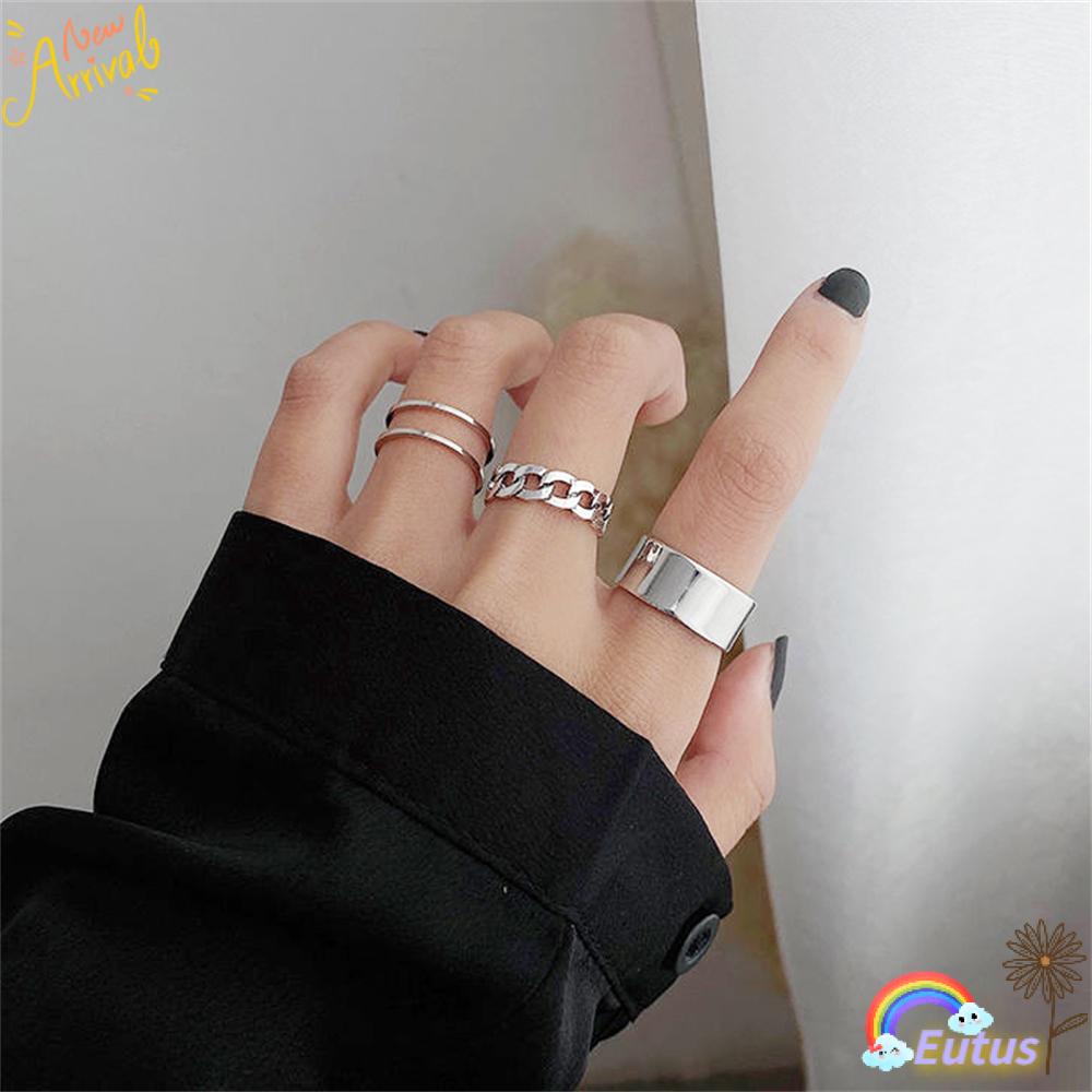 Set 3 Nhẫn Hở Phong Cách Punk Rock Mới