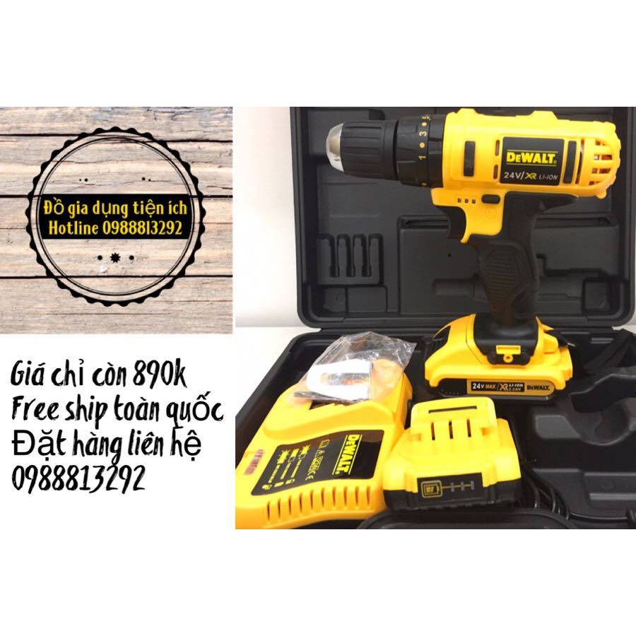 Máy khoan bê tông dùng pin, Máy khoan bê tông búa DEWALT 24V - TẶNG 1 PIN