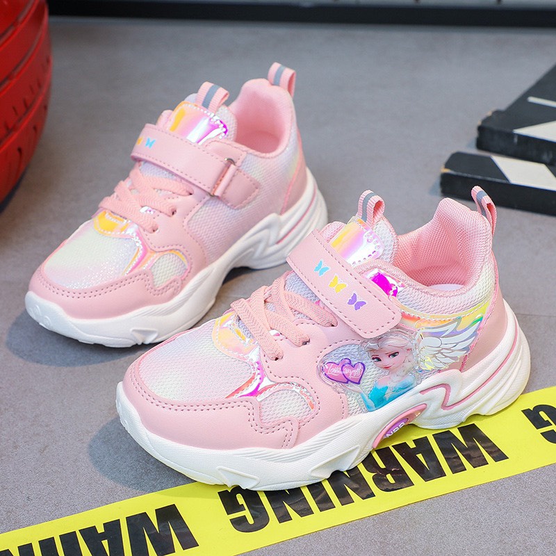 Giày thể thao công chúa Elsa cho bé gái - giày phối lưới thoáng khí đế mềm êm chân cho bé