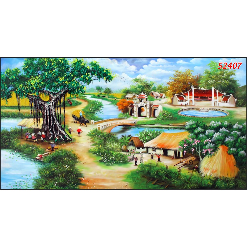 Tranh Dán Tường 3D Làng Quê Đồng Quê Lúa Chín