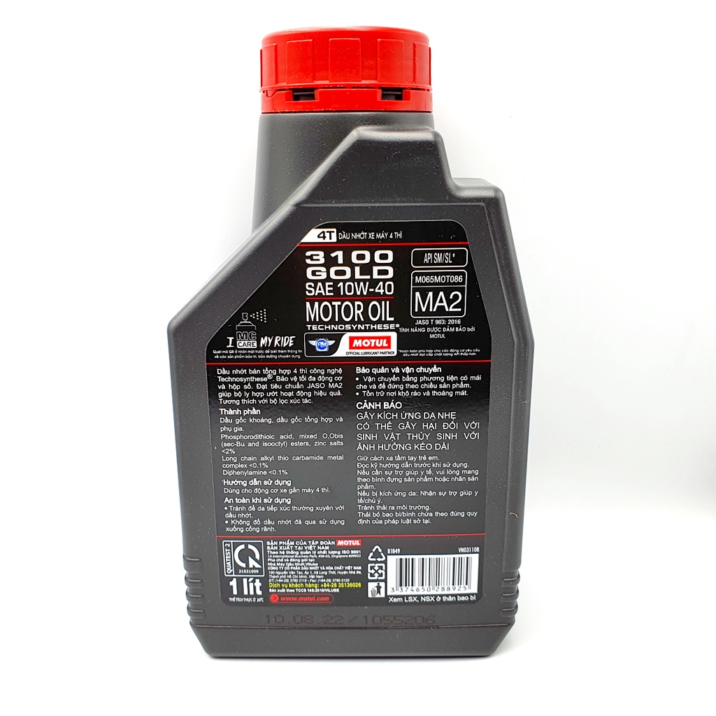 Dầu nhớt MOTUL 3100 GOLD 10W40  SM MA2