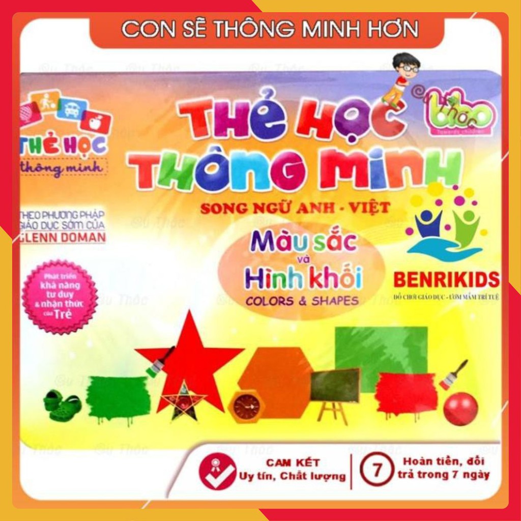 [Bb126] Thẻ glenn doman💚FREESHIP💚Thẻ học thông minh song ngữ Anh Việt chủ đề màu sắc và hình khối