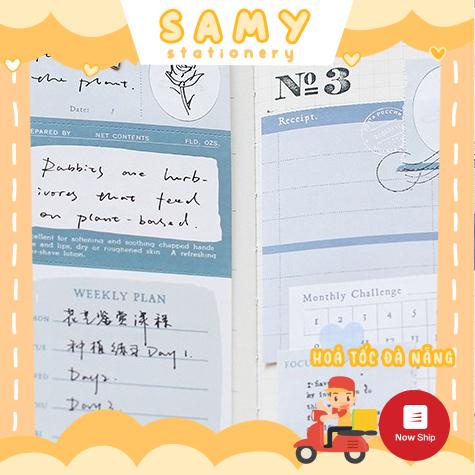 Tập 50 tờ giấy note ghi chú Blue Vintage Trang Trí Sổ Bullet Journal