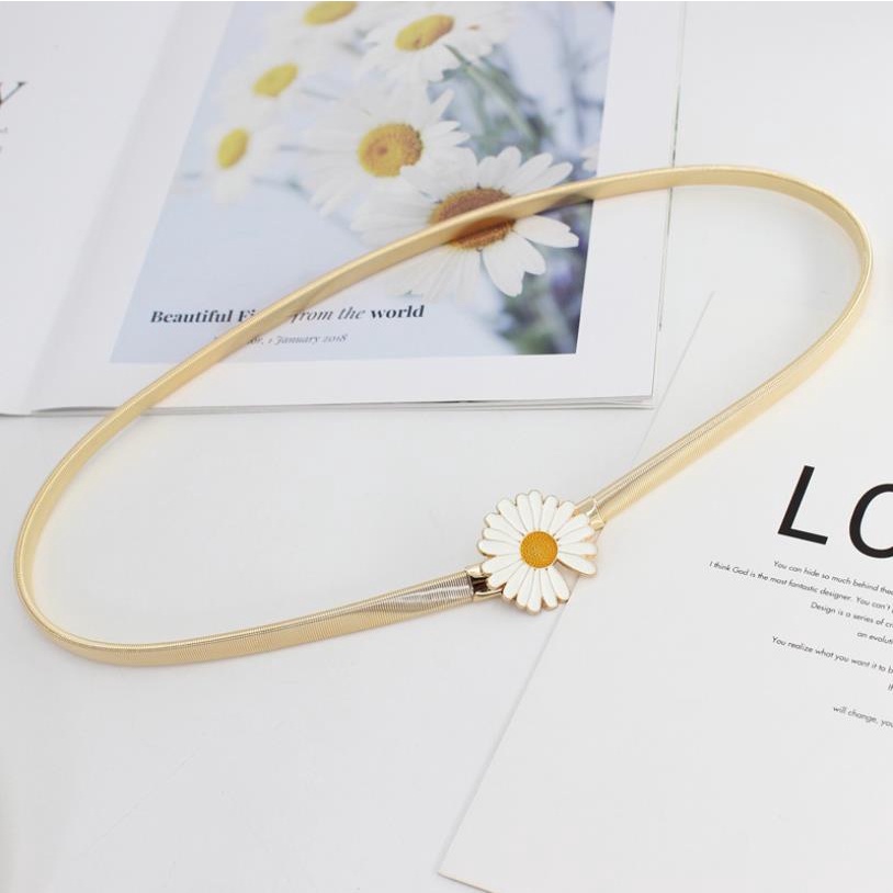 Thắt Lưng Khóa Kim Loại Hình Tròn Họa Tiết Lá Sang Trọng Cho Nữ
