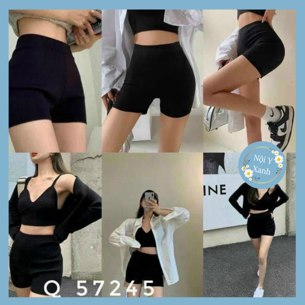 Quần đùi nữ mặc nhà thể thao, quần sooc nữ tập gym vải thun màu đen nội y xanh chất đẹp giá tốt