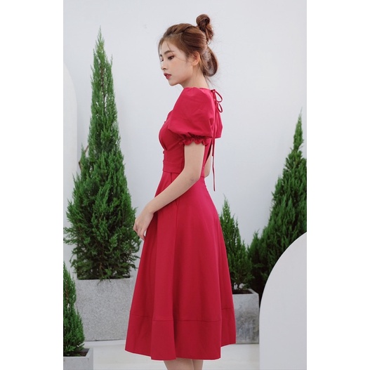 Đầm cổ tim dài " Cherry Dress"  Elly clothing