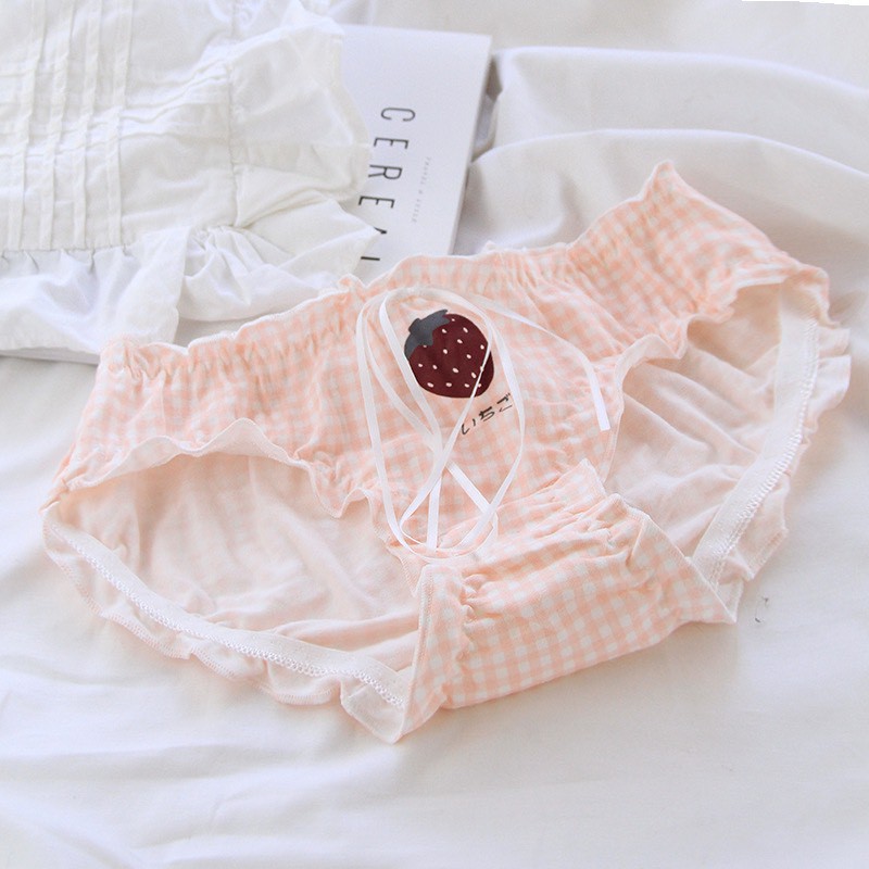 Quần Lót Nữ Cotton ❤️FREESHIP❤️ Set Cotton Cao Cấp Kẻ Viền Bèo Thắt nơ mẫu L104 | BigBuy360 - bigbuy360.vn