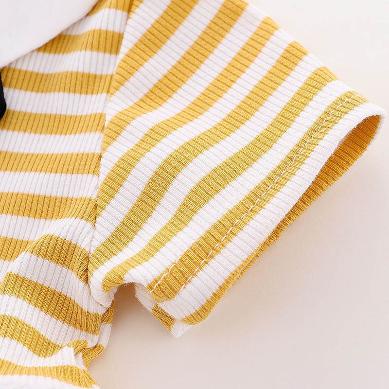 Đầm kẻ sọc ngắn tay đáng yêu cho bé gái