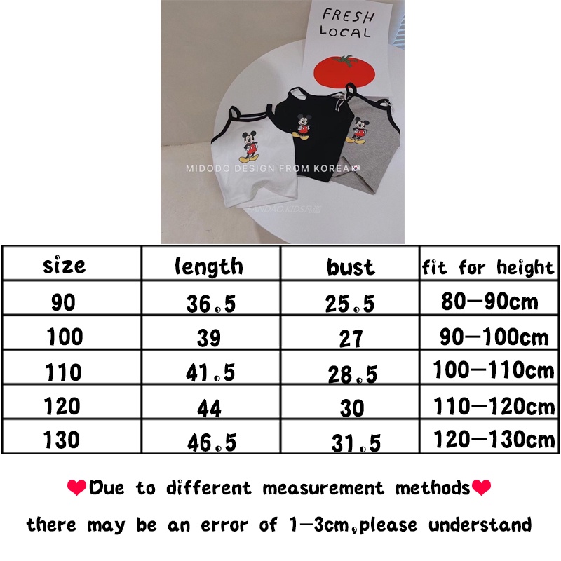 Áo Thun Không Tay Họa Tiết Hoạt Hình Phong Cách Hàn Quốc Cho Bé Gái